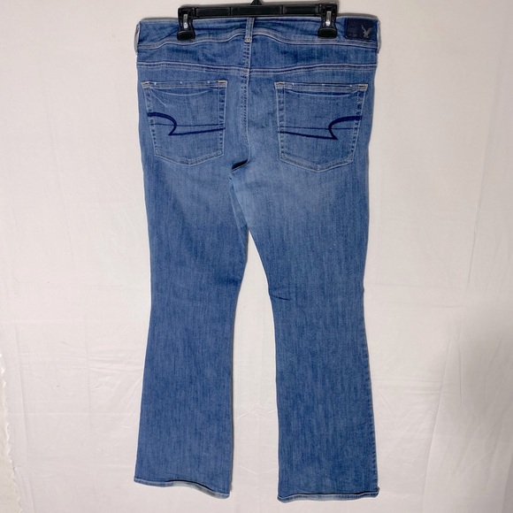 American Eagle Blue Med Wash Mid Rise Kick Boot Cut Jeans 14L - Picture 2 of 14